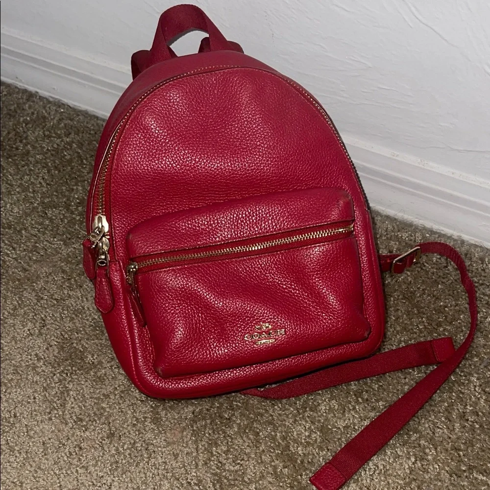 Coach Cherry Red Leather Mini Backpack - Picture 4 of 7